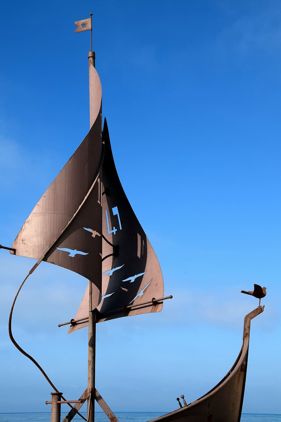 ship, boot, water, sea, sailing boat, monument, fishermen's monument HD wallpaper