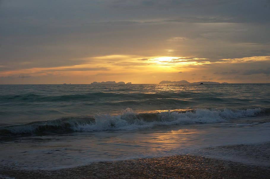 Beach, Twilight, Sea, the sea, sunset, nature, dusk, cloud - Sky HD wallpaper