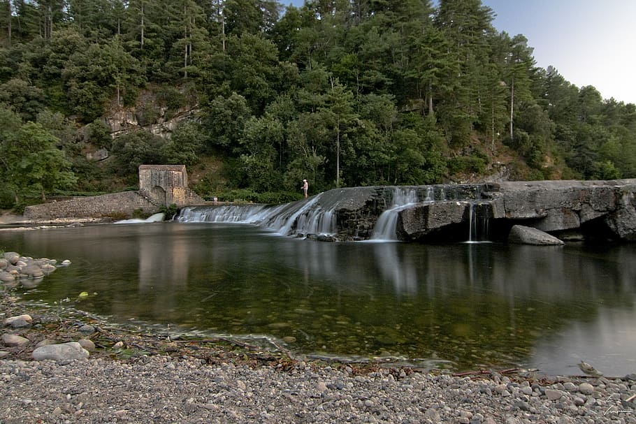 river, waterfall, ardeche, nature, romantic, landscape, vote HD wallpaper