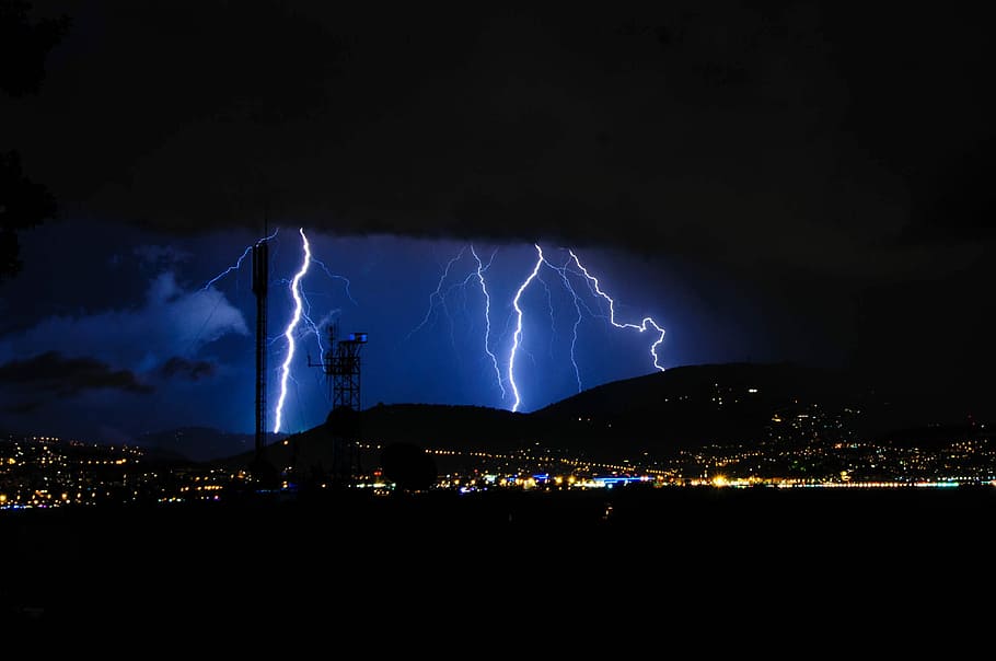 Flash, Thunderstorm, Lightning, flash of lightning, sky, night HD wallpaper