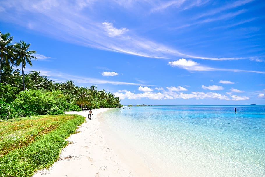 sea, landscape, nature, sky, beach, clouds, daylight, exotic HD wallpaper