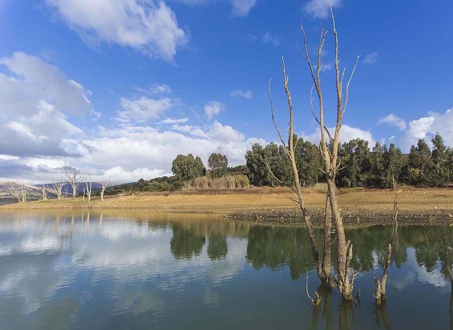 landscape, algeria, nephropsgp, reflection, water, sky, lake HD wallpaper