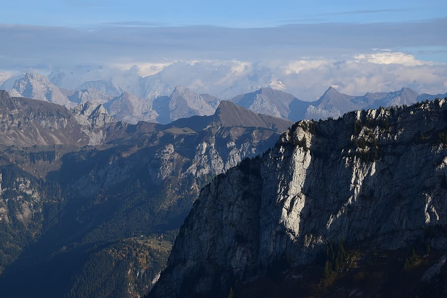 mountain, landscape, alps, summit, panorama, beauty in nature HD wallpaper