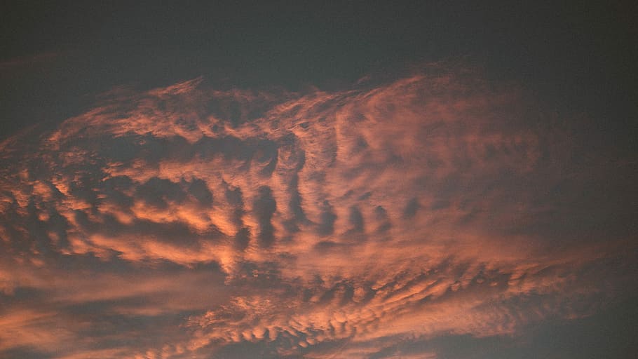 photography of orange cloudy sky, sky, orange, cloud, sunset, sunrise HD wallpaper