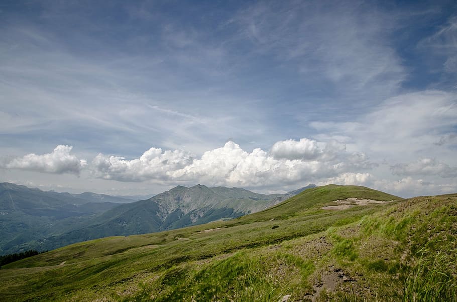 landscape, mountain, sky, green, blue, summer, scenics - nature HD wallpaper