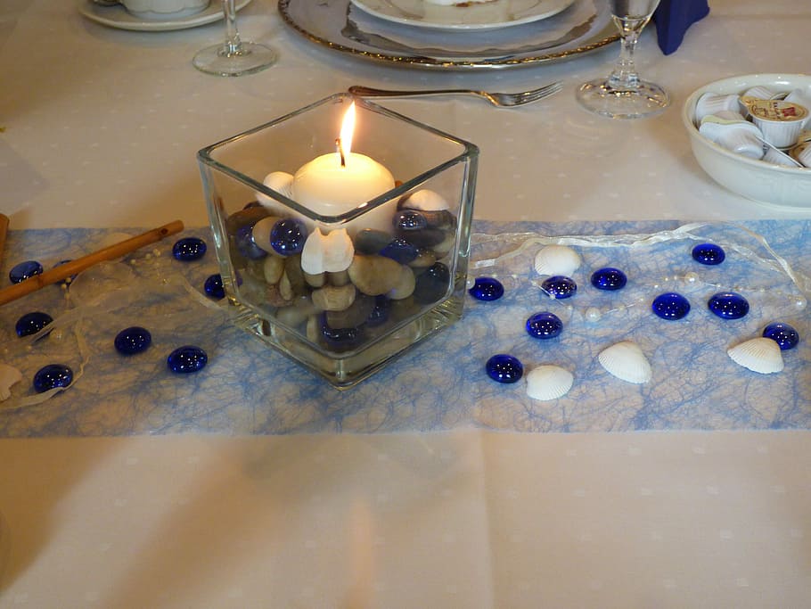 Table, Decoration, Candle, Shell, table decoration, decorators HD wallpaper