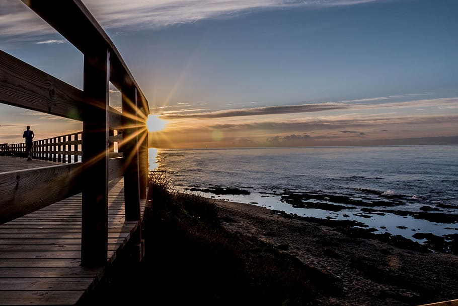 dawn, clouds, sky, sunset, horizon, sea, awakening, output sun HD wallpaper