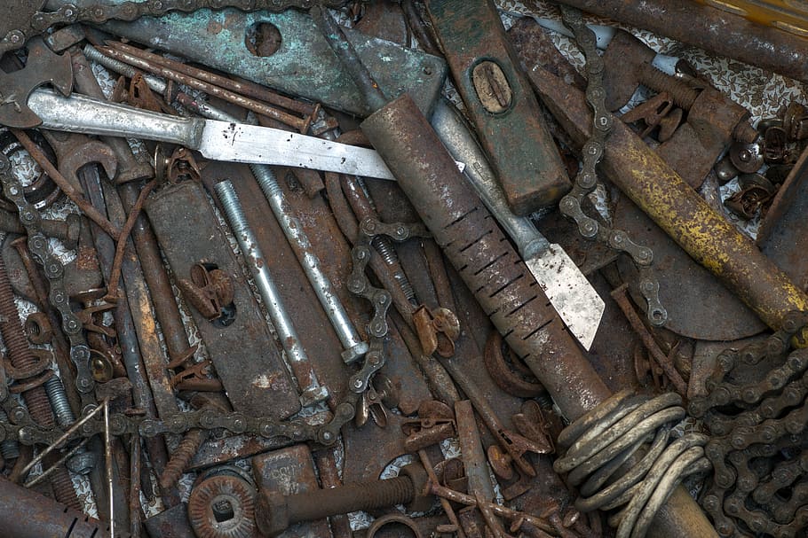 Tool, Scrap, Screw, Nail, rusty, day, no people, metal, high angle view HD wallpaper
