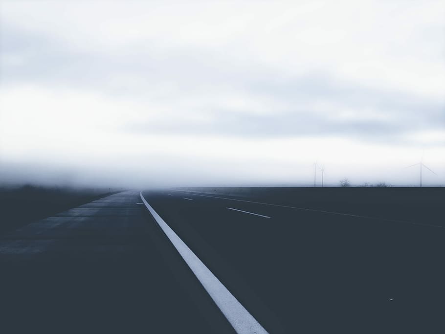 scenery of empty road, empty black asphalt road under white clouds during daytime HD wallpaper