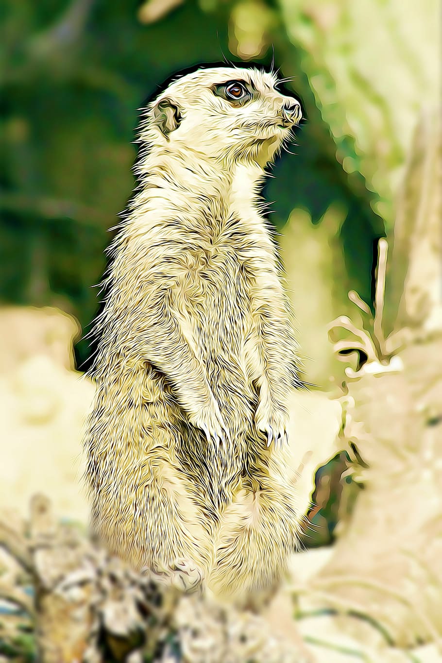 digital, graphics, meerkat, is watching, nature, beast, hairy HD wallpaper