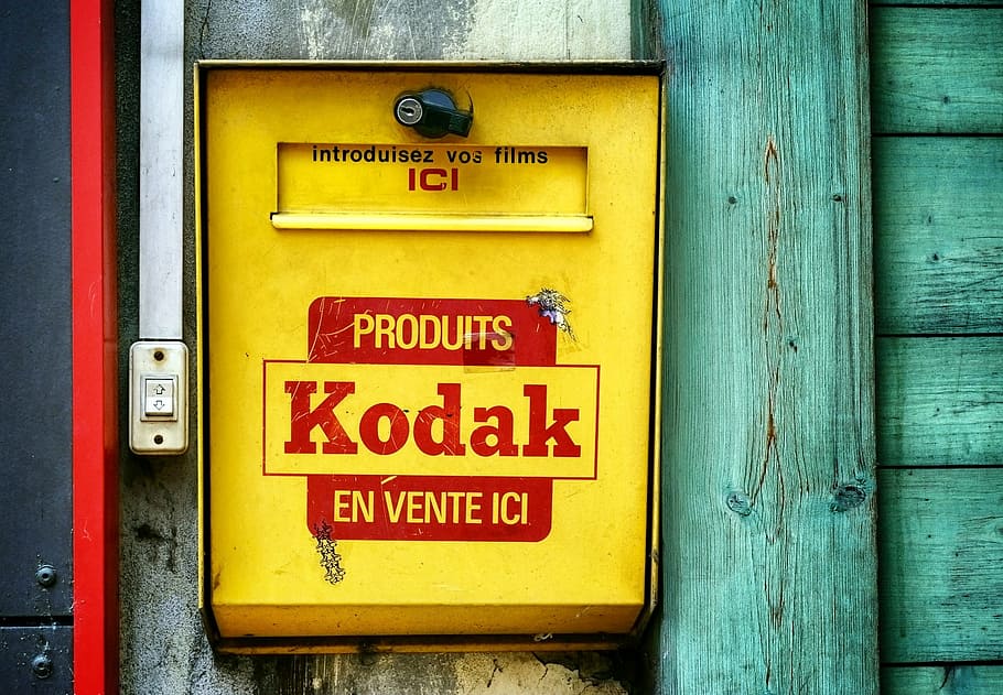 kodak, mailbox, wood, sign, communication, text, western script HD wallpaper