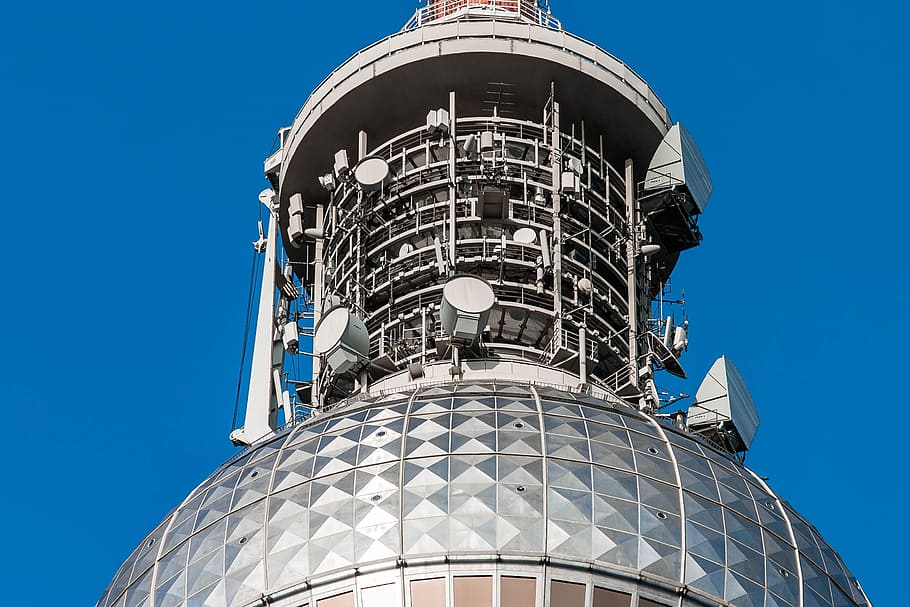 berlin, architecture, tv tower, blue, low angle view, dome HD wallpaper