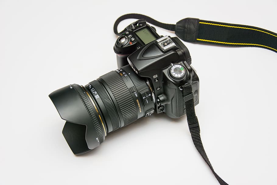 Black Dslr Camera on White Surface, electronics, lens, nikon HD wallpaper