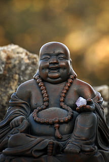 laughing Buddha figurine, zen, reflection, brightness, aura HD wallpaper