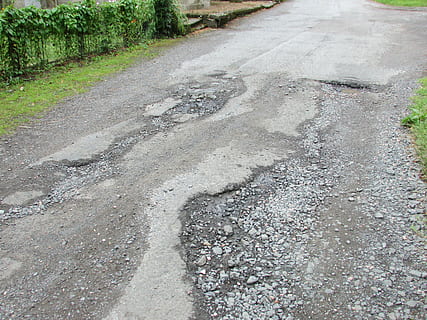 wrecked gray concrete, road, damage, repair, danger, broken HD wallpaper