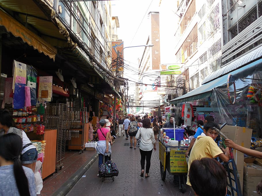 street, crowd, motion, traffic, urban, city, chinatown, bangkok HD wallpaper
