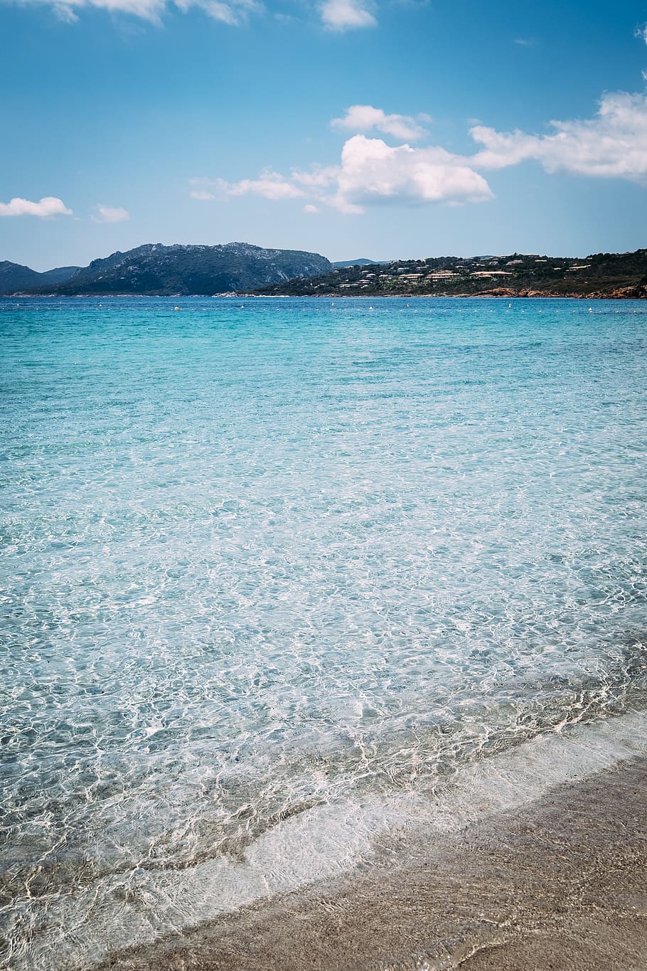 sea, ocean, water, wave, sand, beach, shore, coast, mountain HD wallpaper
