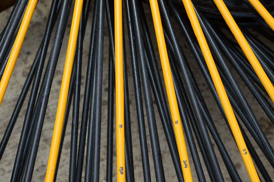 Cable, Texture, Yellow, black, metal, full frame, gold colored HD wallpaper