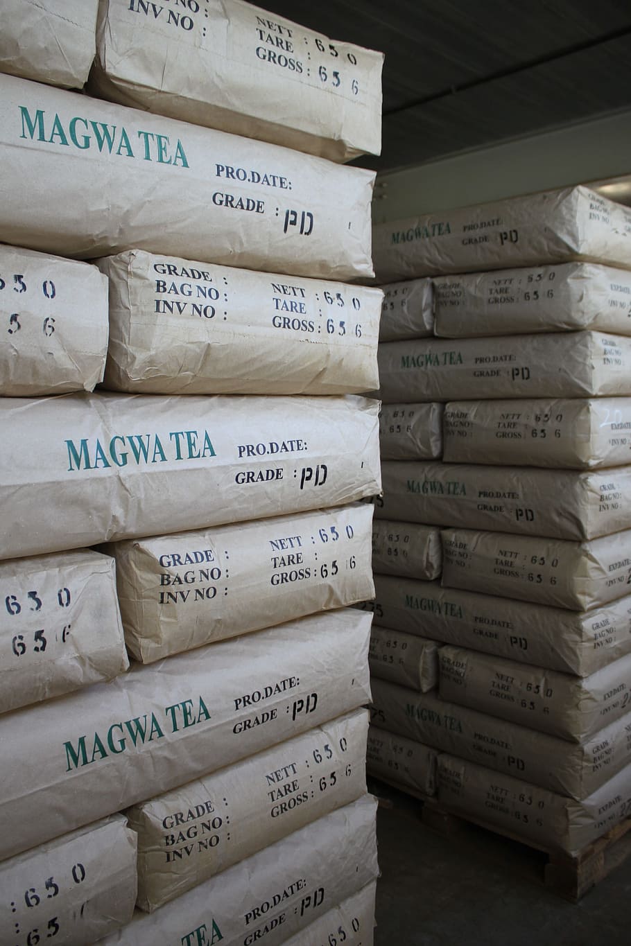 tea, warehouse, stacked, storing, tea bags, stacking, consumer HD wallpaper