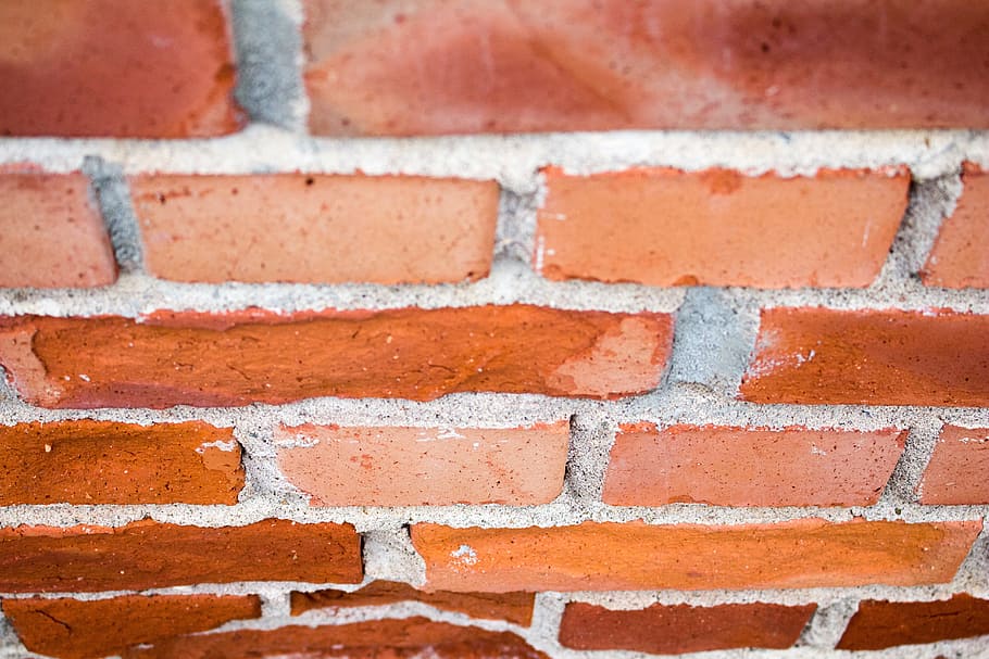 orange and gray bricks wall, concrete, brick wall, blocks, brick texture, HD wallpaper