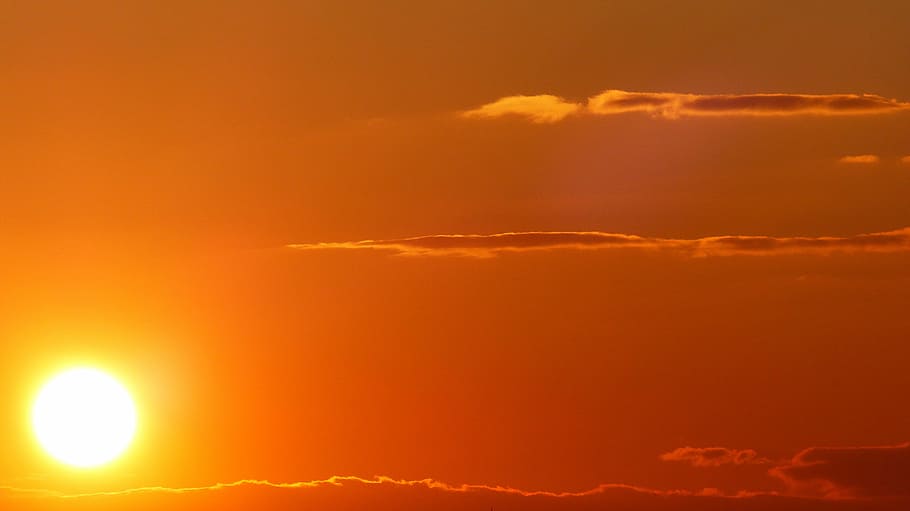 sunset, sunrise, sky, glow, morgenrot, evening sky, morning HD wallpaper