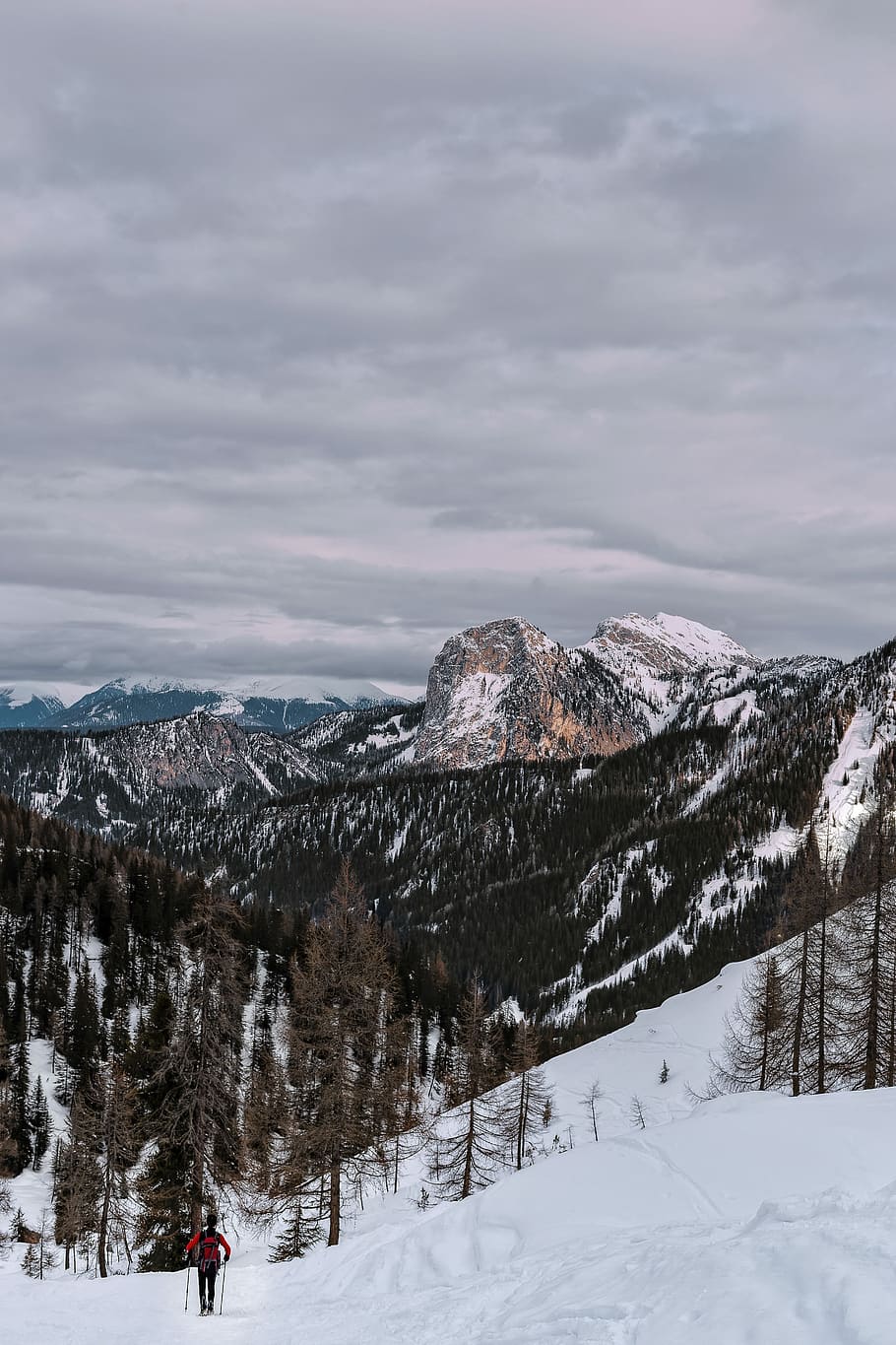 mountains covered with snow during cloudy daytime, mountain scenery during daytime HD wallpaper