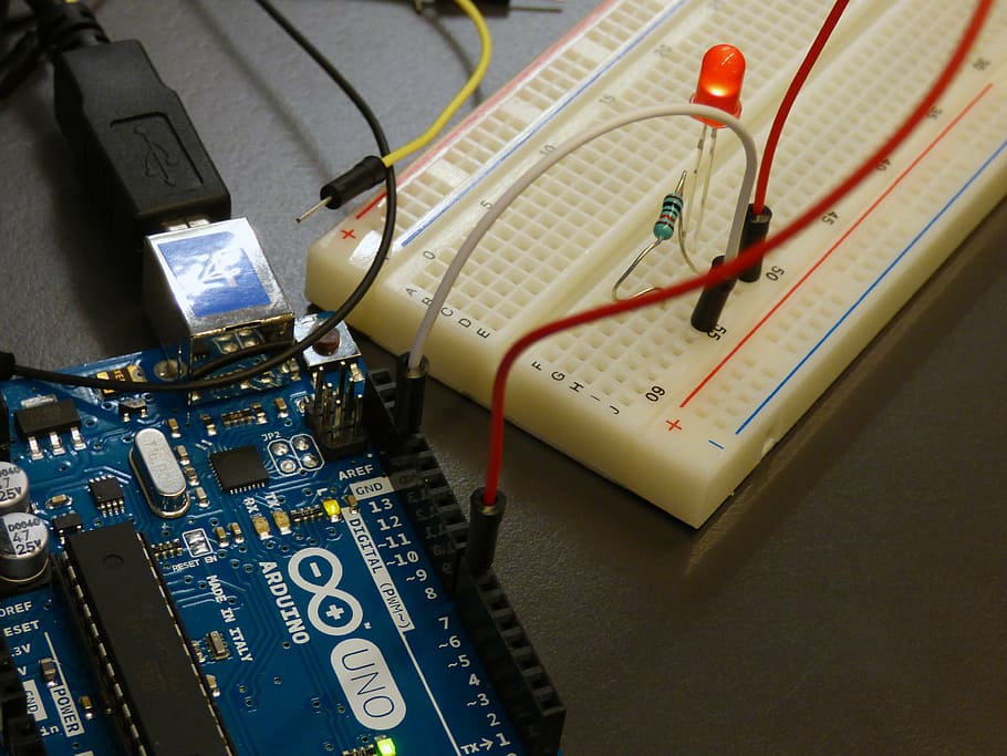blue circuit board near white board, integrated circuit, computer