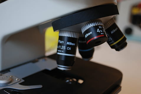 black and white Nikon microscope, laboratory, hospital, diagnostics HD wallpaper