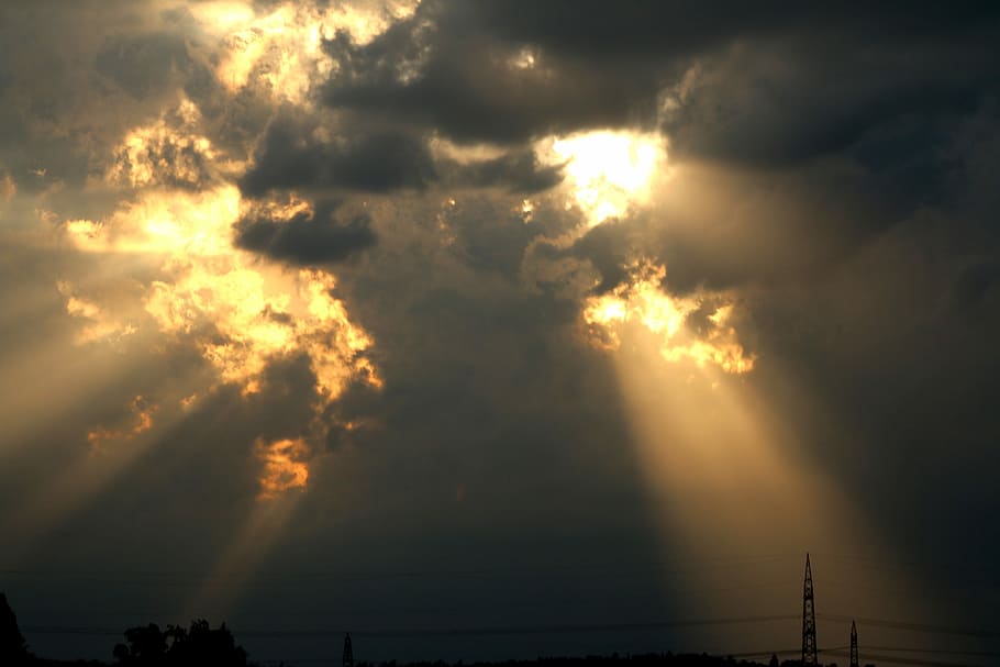 Thunderstorm, Clouds, Weather, Sky, dusk, sunset, nature, tranquility HD wallpaper