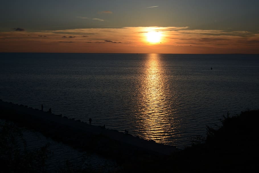 sunset, sea, landscape, evening, summer, nature, water, sky HD wallpaper