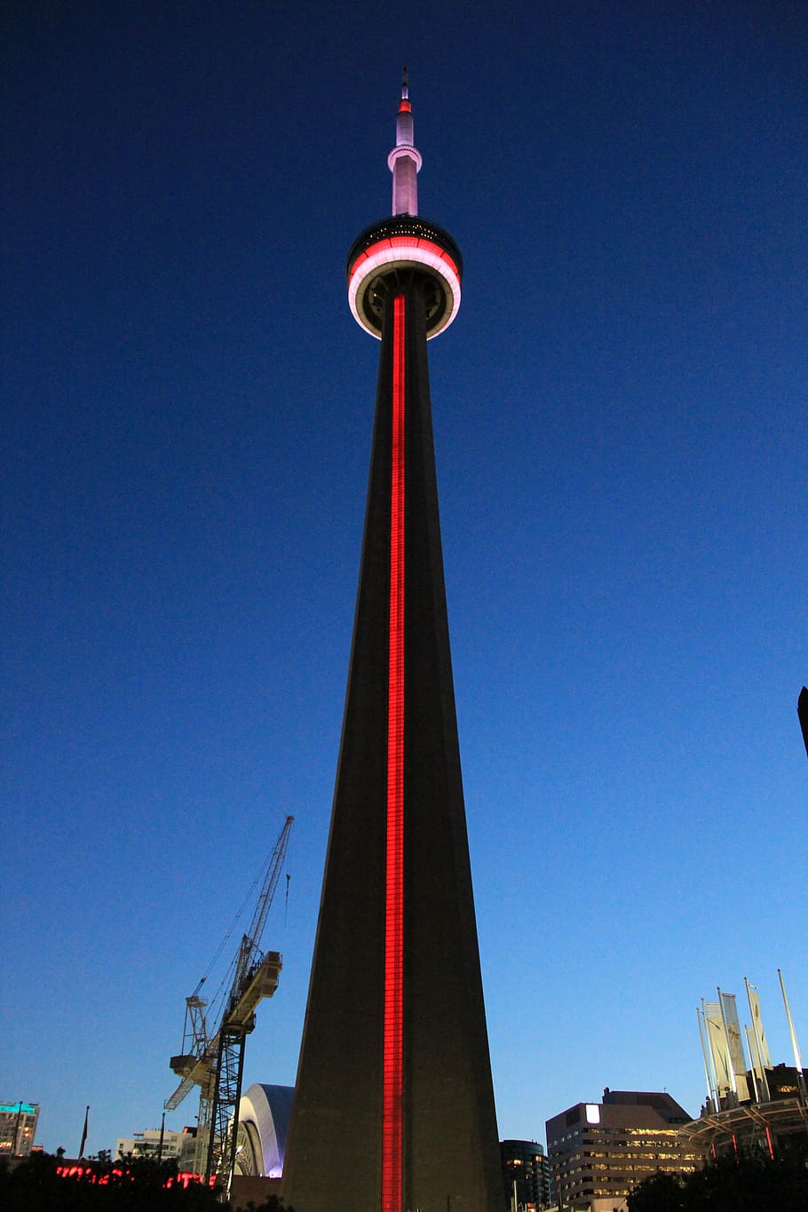 toronto, tower, view, canada, night, colorful, architecture HD wallpaper