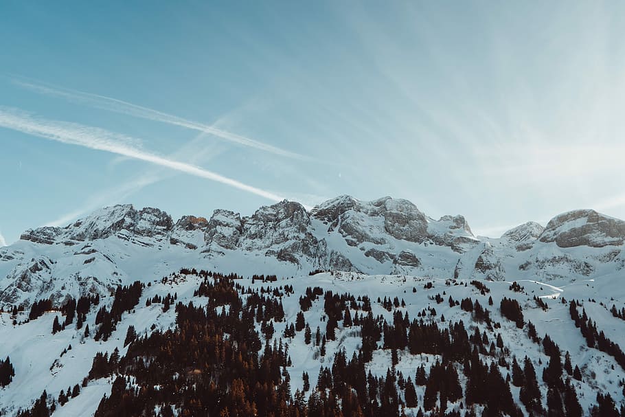 glacier mountain during day, snowy mountains, mountain range HD wallpaper