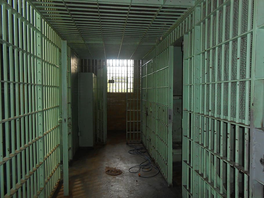 opened green metal gates, jail, prisoner, captive, police, crime, HD wallpaper