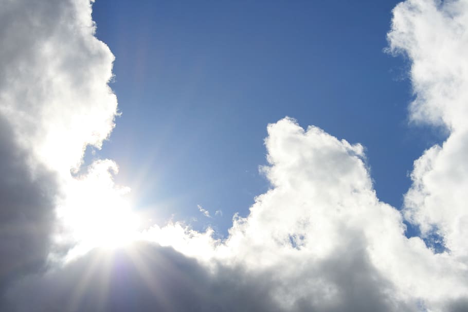 white clouds at daytime, Sky, Blue, Blue, Sun, Nice, Weather HD wallpaper