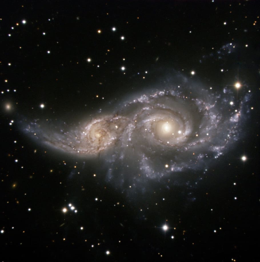galaxy painting, Ngc 2207, Spiral Galaxy, Light Year, gravitation, HD wallpaper