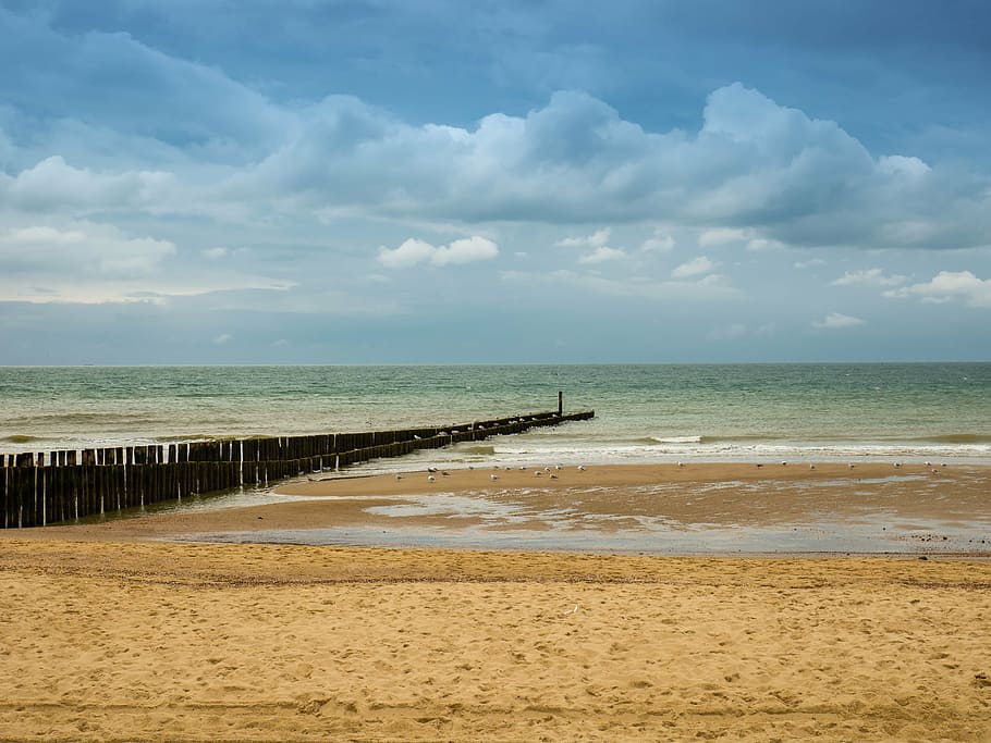beach, sea, water, wave, clouds, sky, beach sea, summer, holiday HD wallpaper