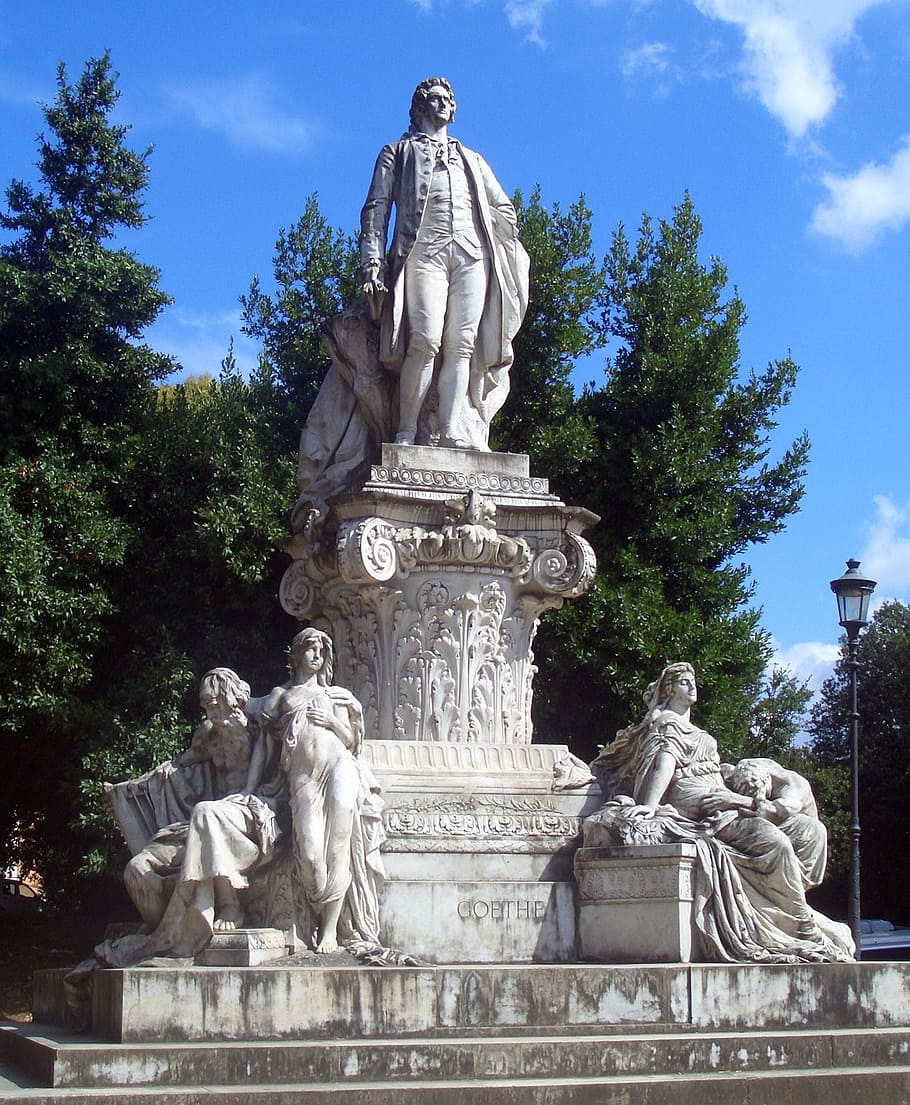 rome, villa borghese, goethe, statue, art, monument, artwork