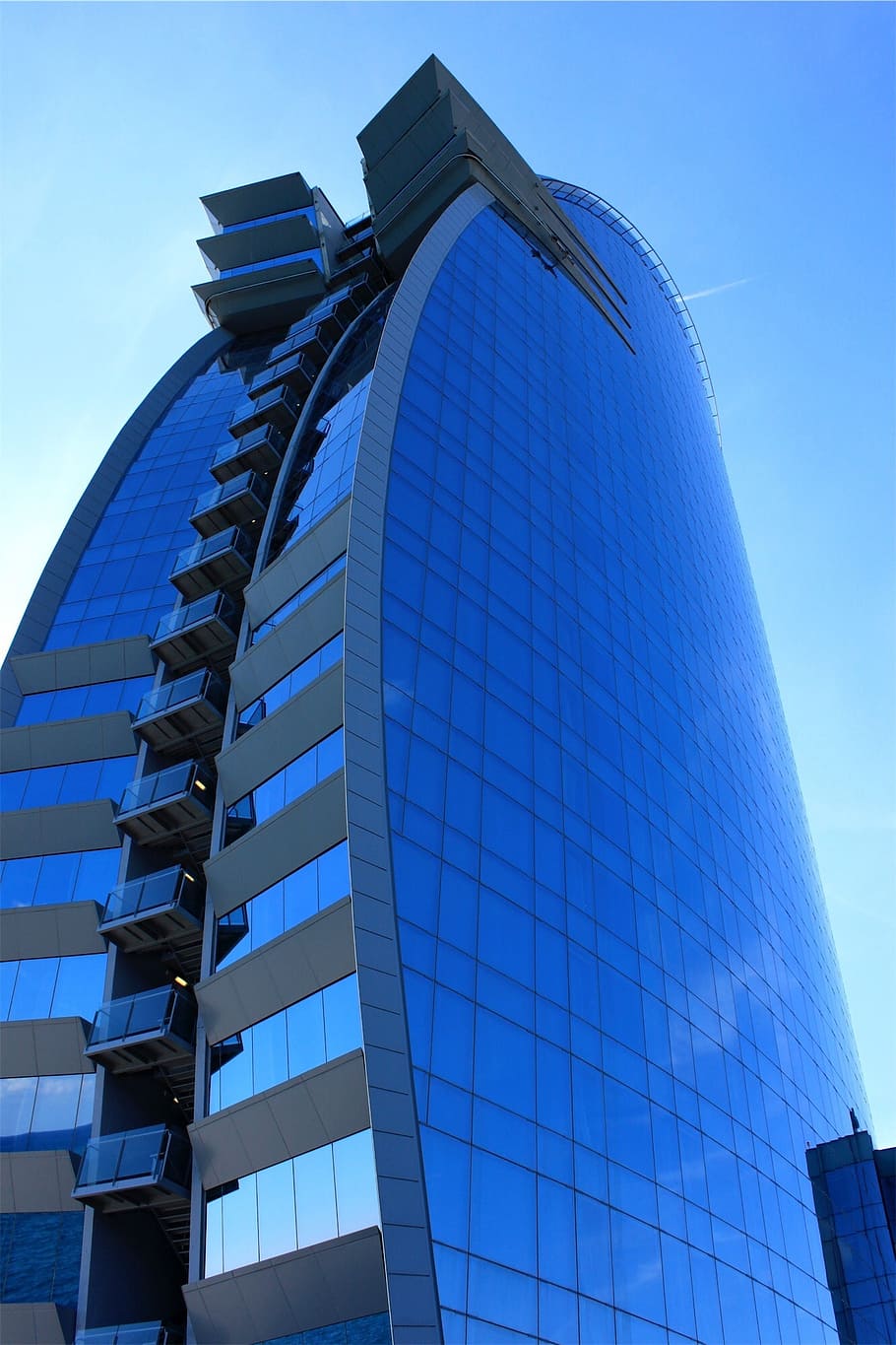 architecture, building, facade, glass, modern, low angle view HD wallpaper