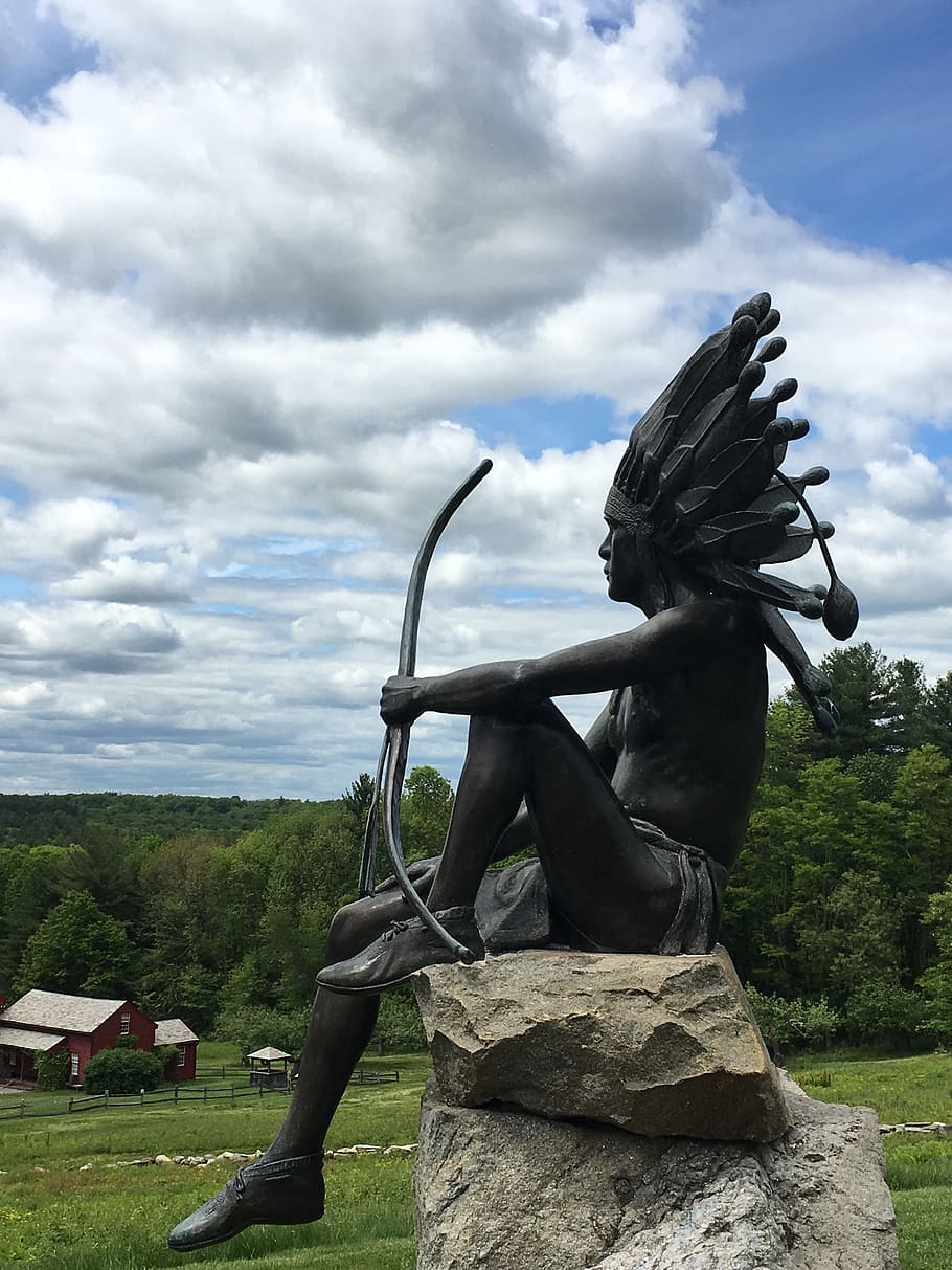 native american, sculpture, ma, cloud - sky, statue, art and craft HD wallpaper