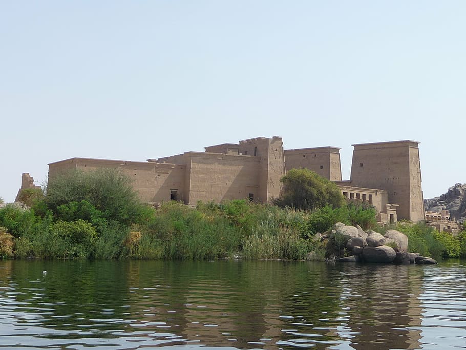 egypt, temple of philae, temple of isis, water, architecture, HD wallpaper