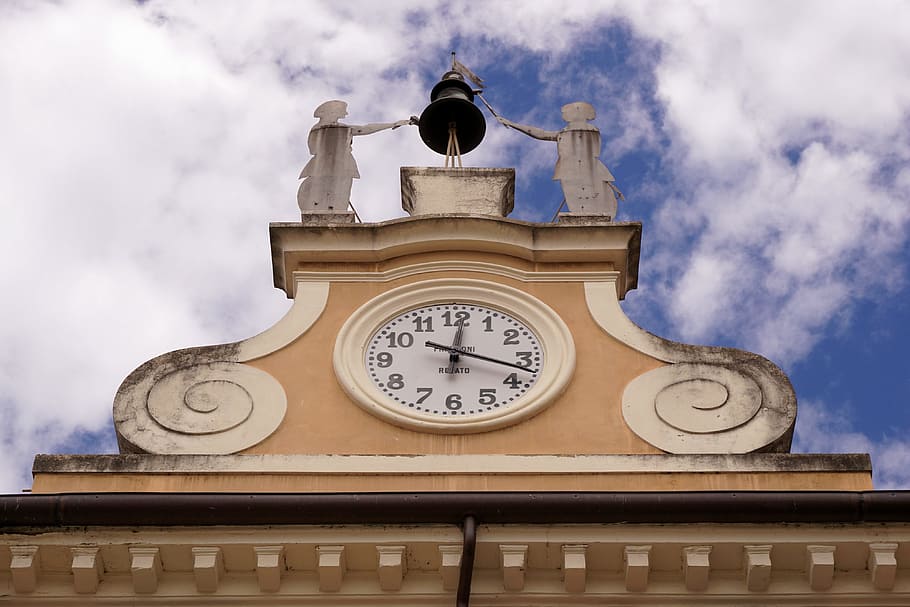 Clock Tower, Time, time of, sky, clock face, dial, bardolino HD wallpaper