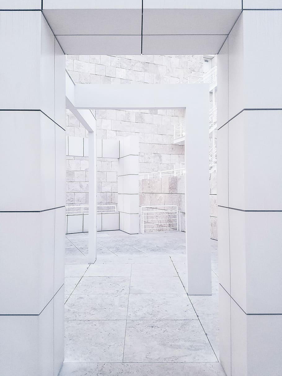 photo of empty arch hallway, white architectural design, path HD wallpaper