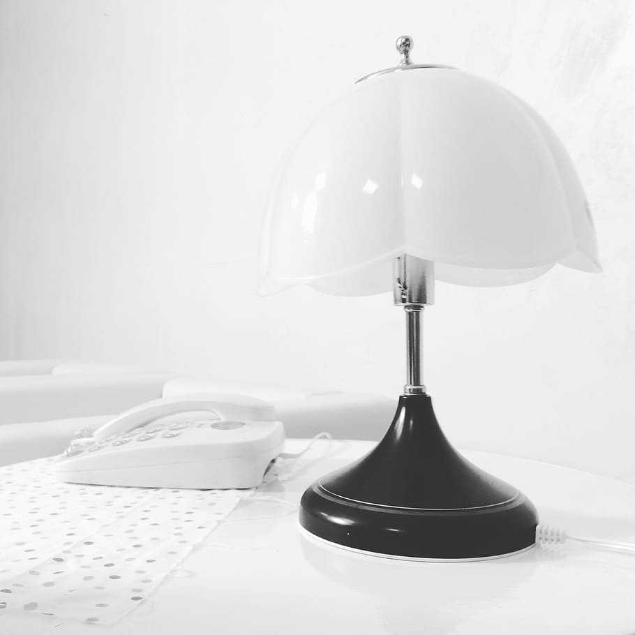 table lamp, beautiful, furniture, phone, electric lamp, indoors