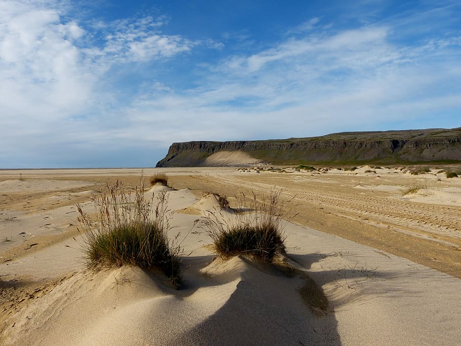 Beach, Clouds, Nature, Sunny, Sand, sky, desert, arid climate HD wallpaper