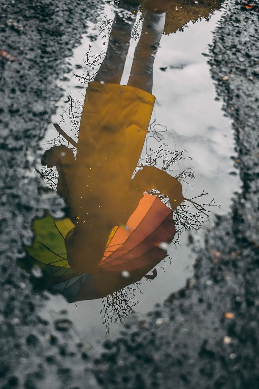 distorted reality, reflection of person in body of water at daytime HD wallpaper