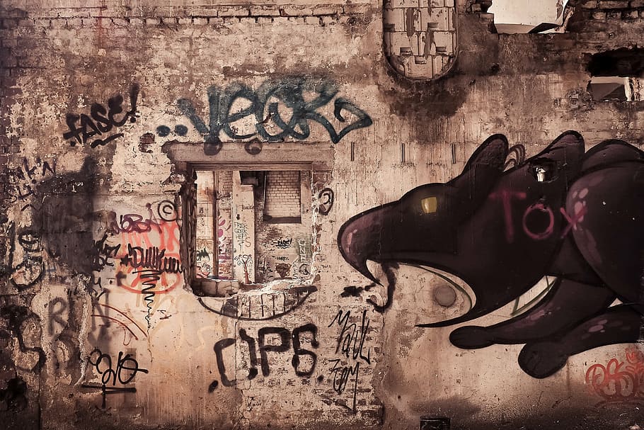 wall painting, lost places, rooms, leave, pforphoto, old, decay, HD wallpaper