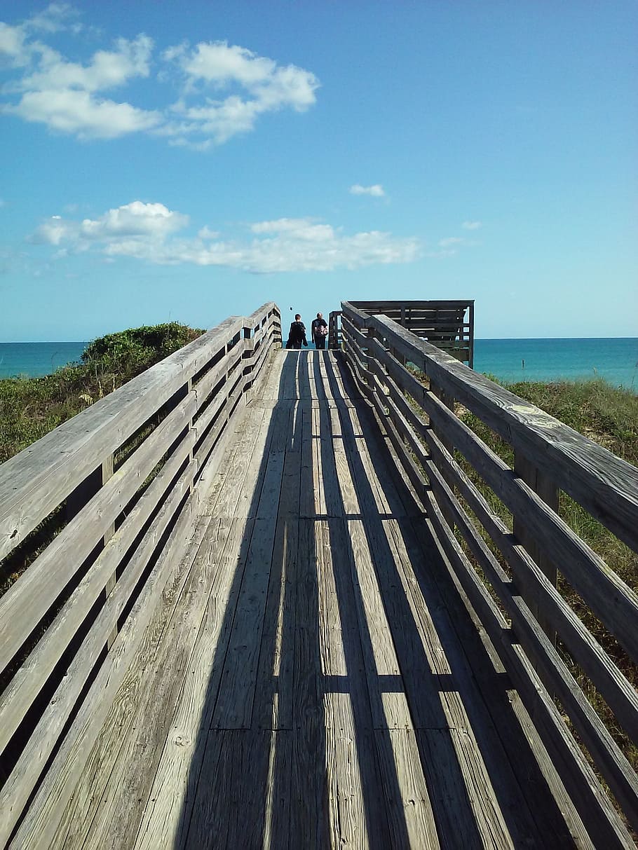 beach, boardwalk, sky, water, horizon, sea, nature, day, wood - material HD wallpaper