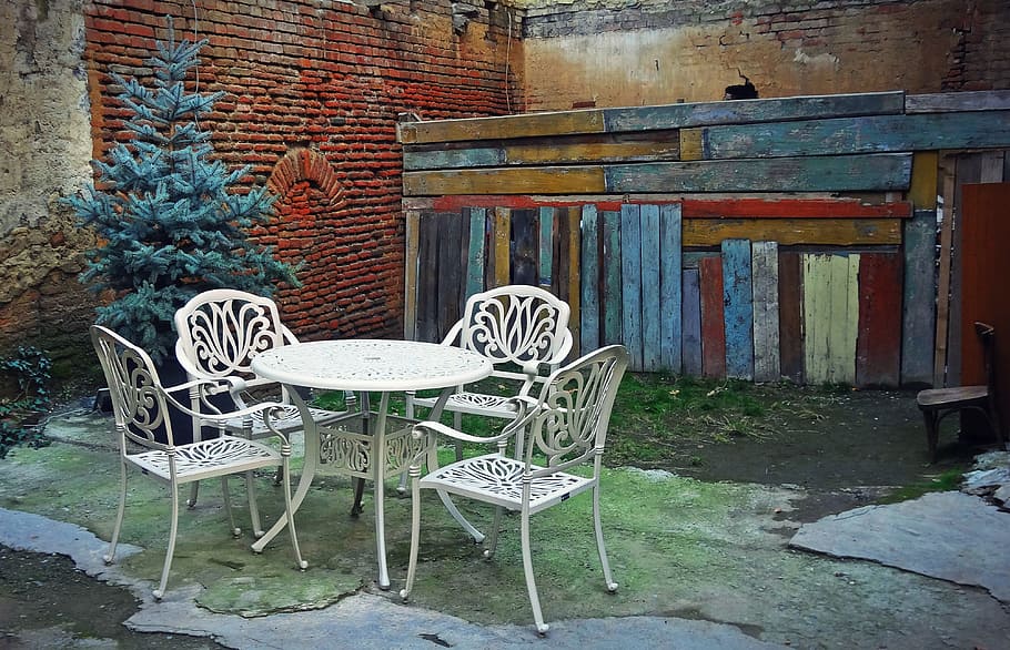 Tbilisi, Yard, Corner, Table, Chairs, comfort, absence, no people HD wallpaper