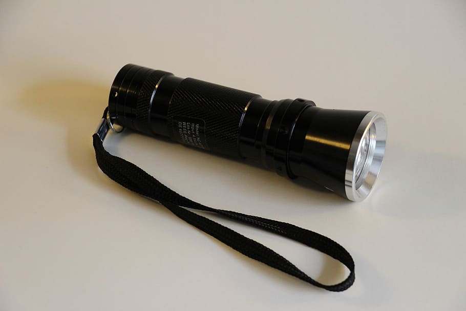 Flashlight, Lamp, Black, black color, no people, white background HD wallpaper