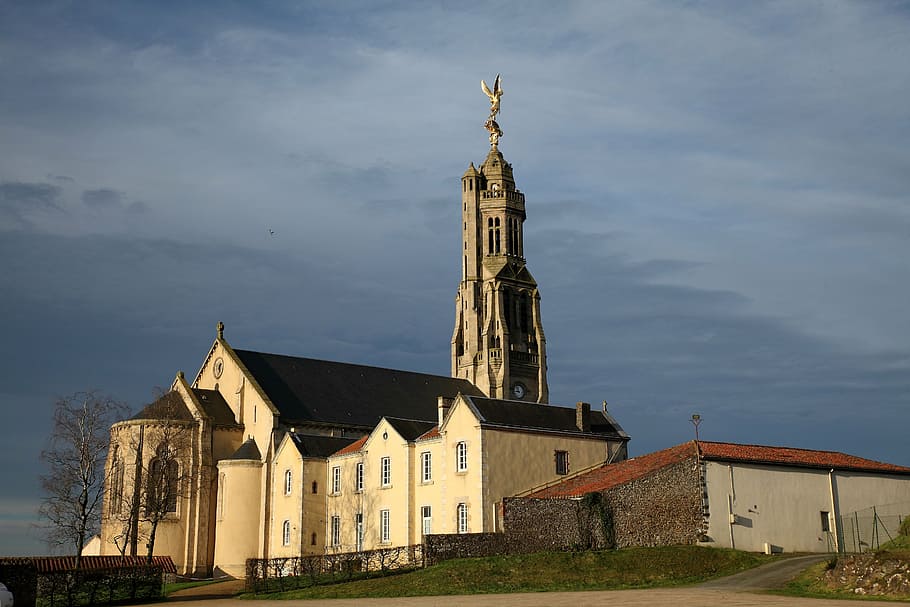 saint michel mont mercure, church, vendée, architecture, built structure, HD wallpaper
